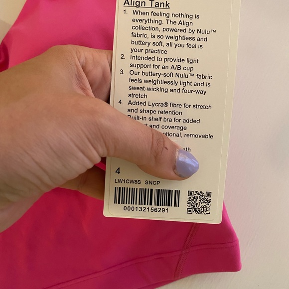 Lululemon Sonic Pink Align Tank 4 NWT - Picture 2 of 3